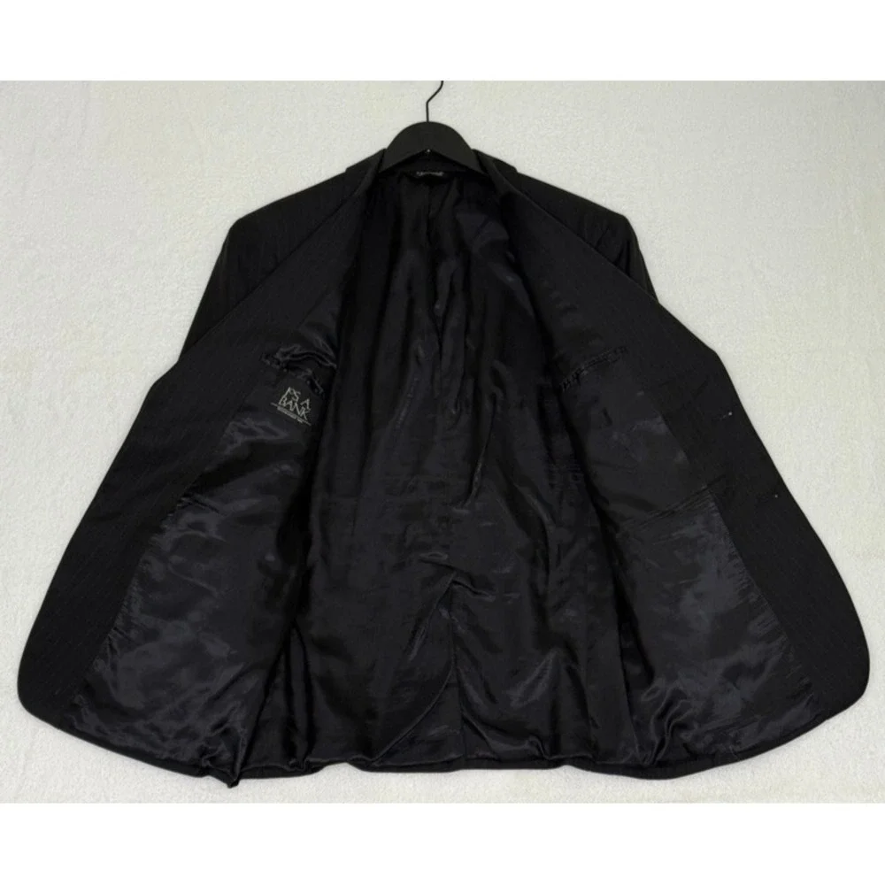 Jos. A.‎ Bank Mens 44R Black 100% Wool Blazer Striped